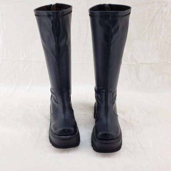 Shaker Stretch Wide Calf Goth Punk Knee Boots - Picture 6 of 9